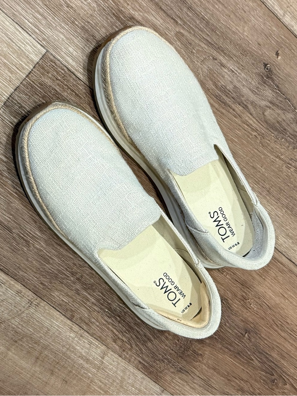 Toms Slip-On Canvas Loafers in Light Cream
